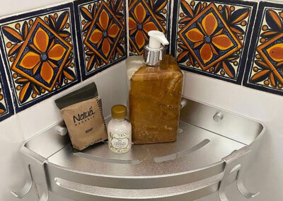 bathroom in room 2 zandoyo with some talavera tilework